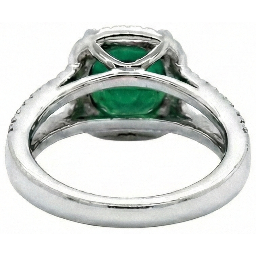 6.55 Ct Round Cut Green Emerald Natural Earth Mined Diamond ( Not Lab Grown ) Ring White Gold 14K