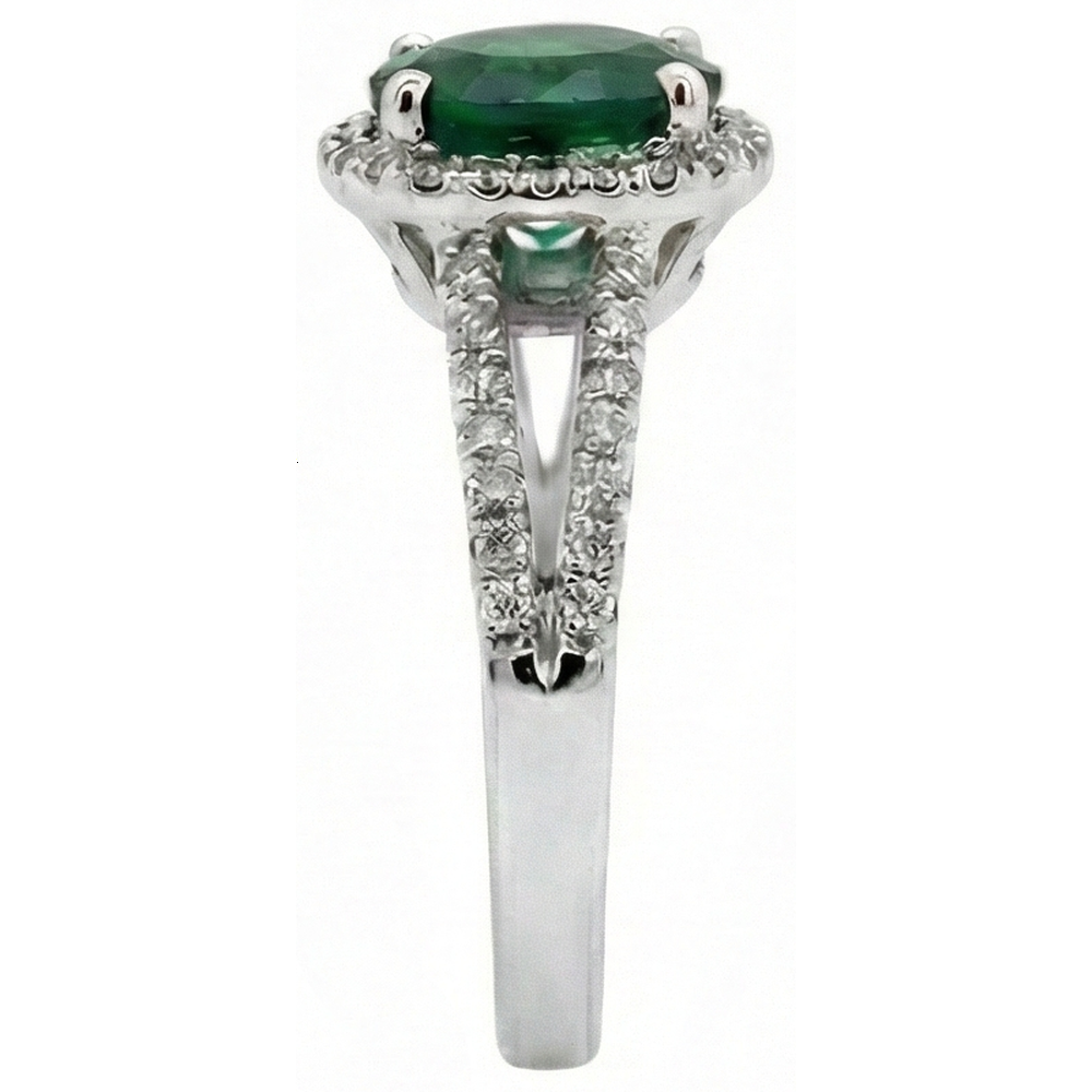 6.55 Ct Round Cut Green Emerald Natural Earth Mined Diamond ( Not Lab Grown ) Ring White Gold 14K