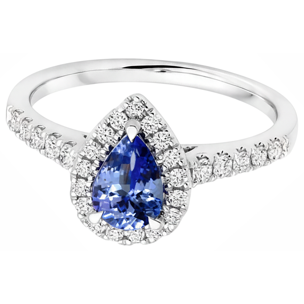 natural round tanzanite 6.60ct ring side angle