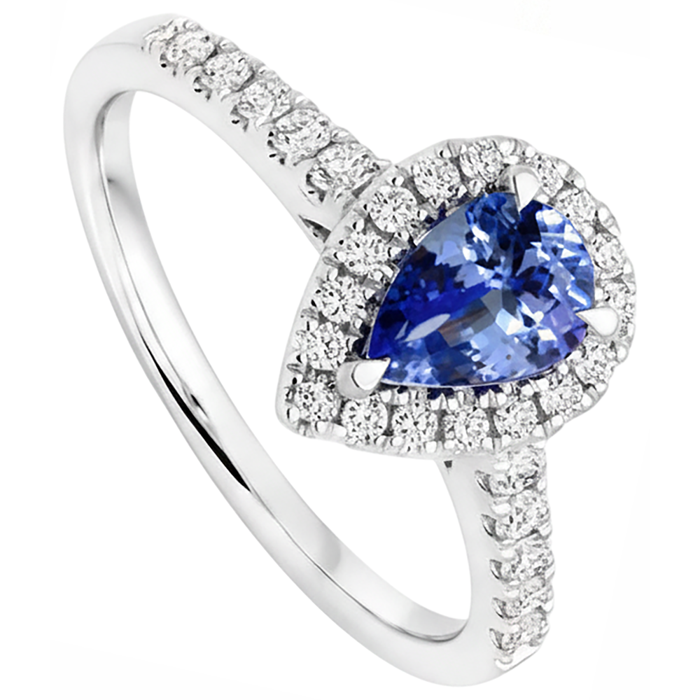 natural round tanzanite 6.60ct ring close up detail