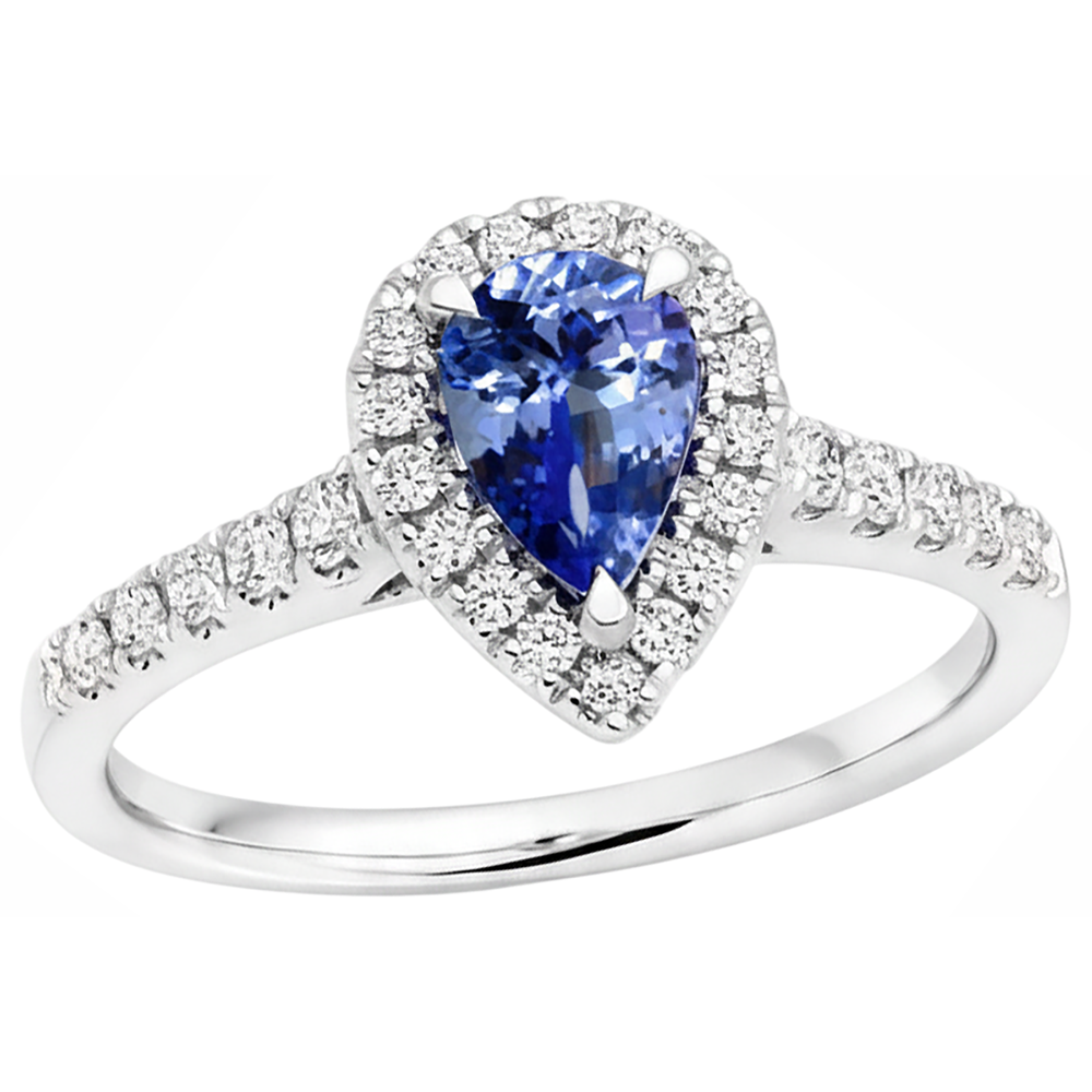 natural round tanzanite 6.60ct ring top view