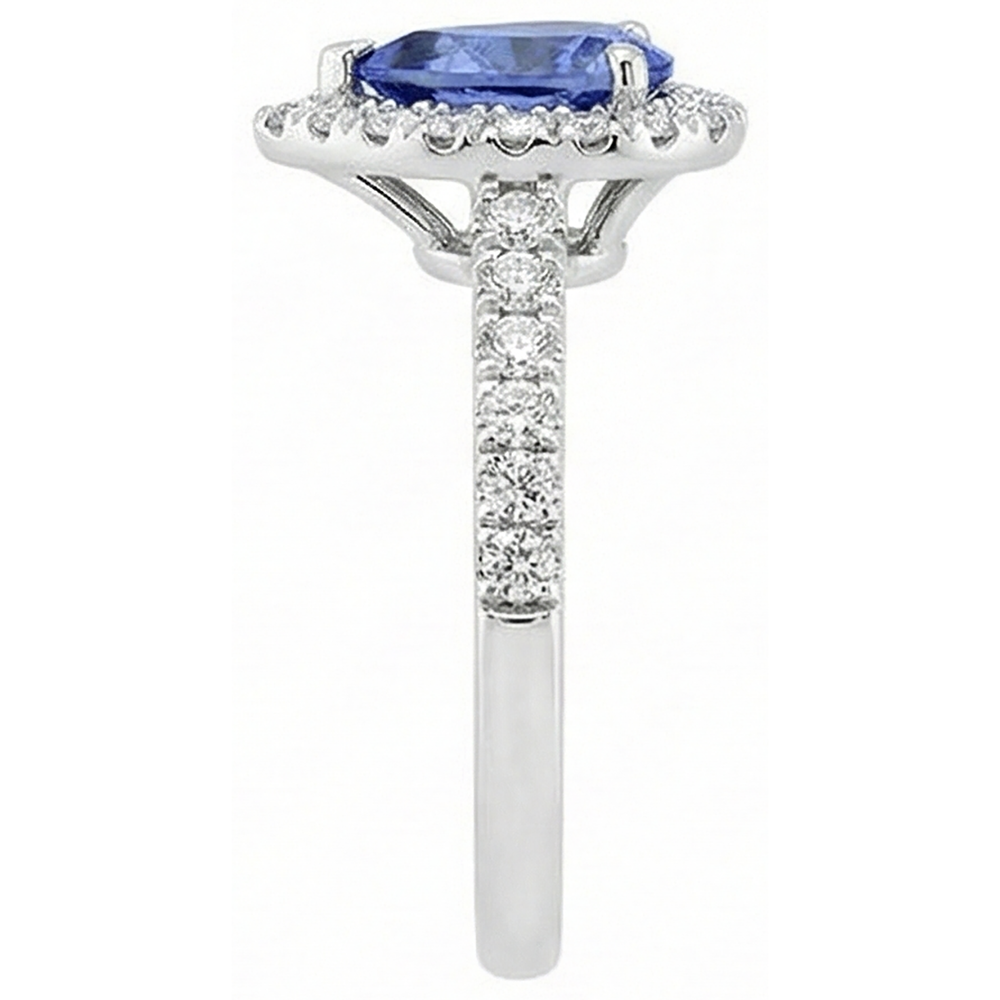 natural round tanzanite 6.60ct ring profile view