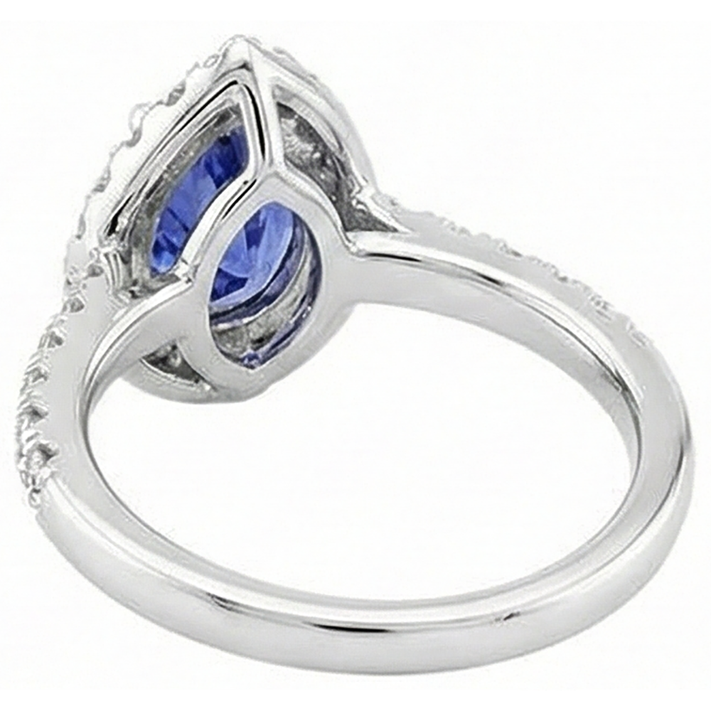 natural round tanzanite 6.60ct ring on white background