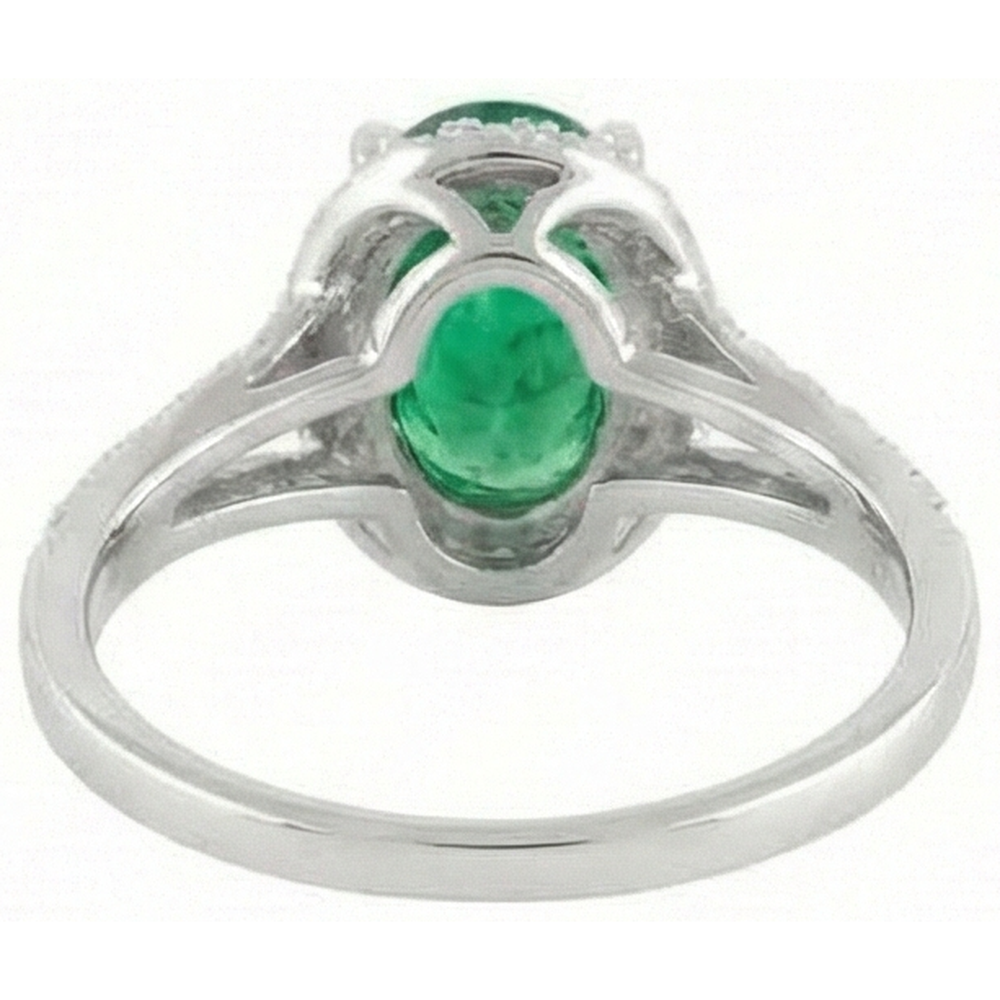 natural round emerald 6.75ct ring with diamond accents