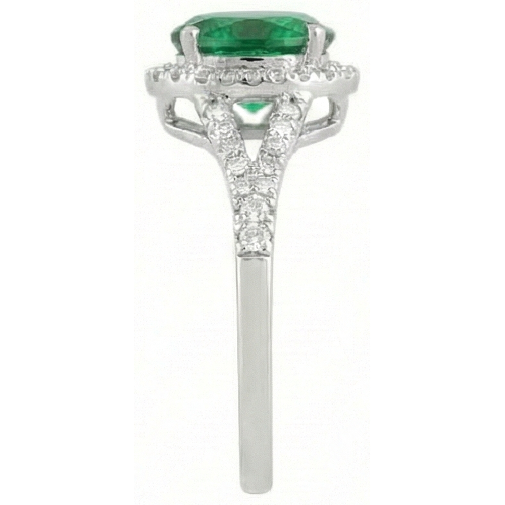 natural round emerald 6.75ct ring profile view