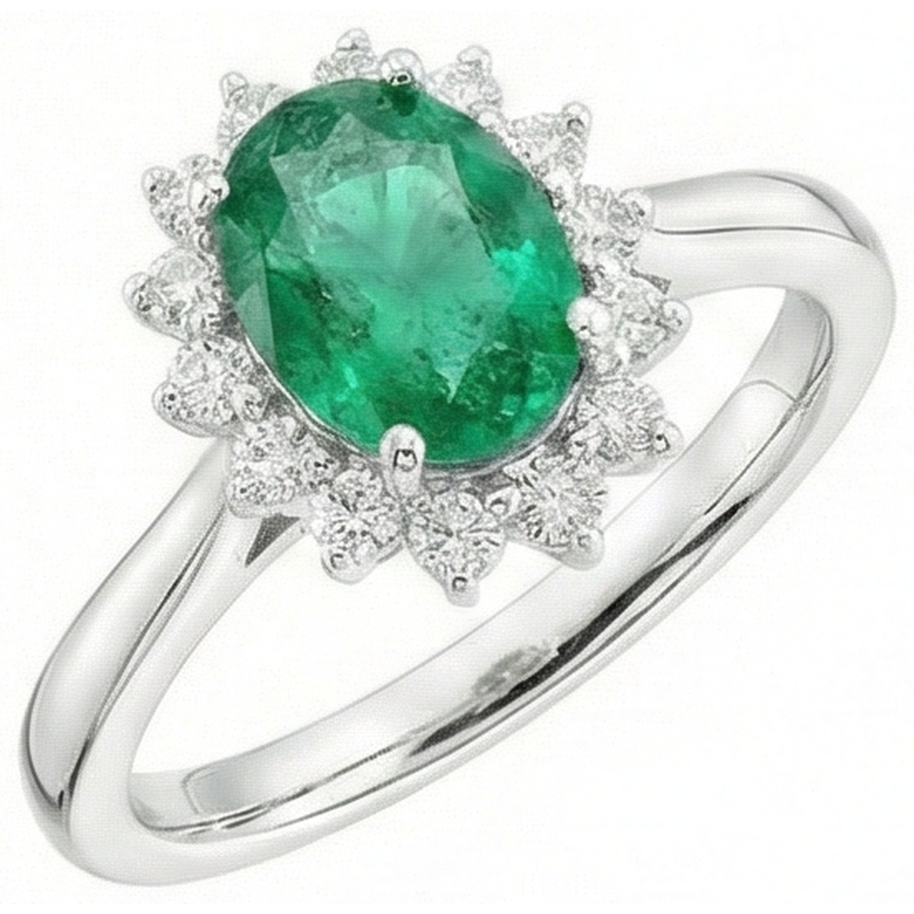 natural round emerald 6.75ct ring side angle