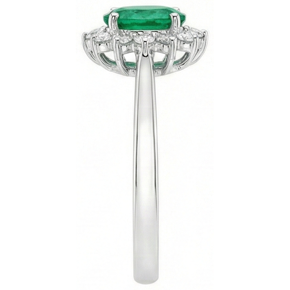 natural round emerald 6.75ct ring profile view