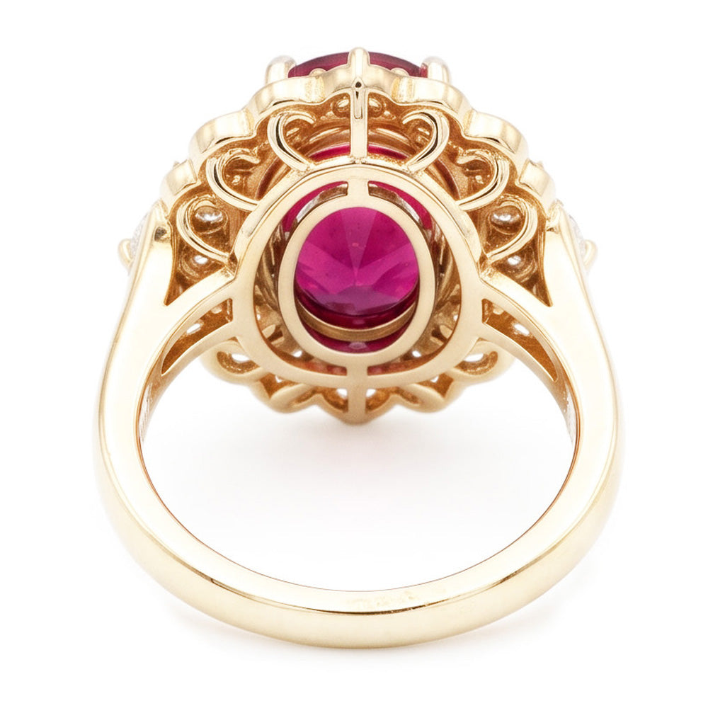 6.75 Carats Red Tourmaline And White Natural Earth Mined Diamond ( Not Lab Grown )s Ring White Gold 14K