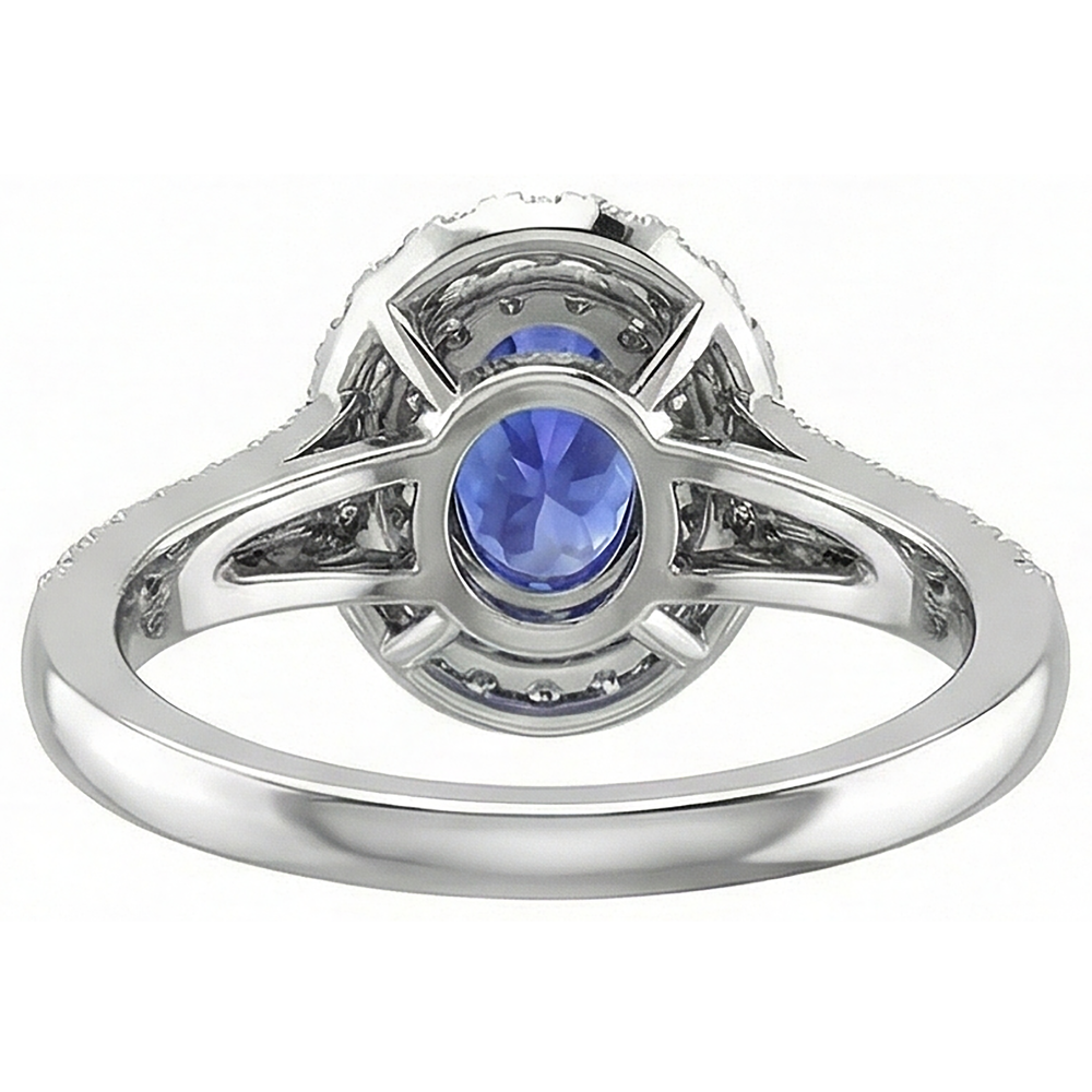 6.75 Carats Tanzanite And Natural Earth Mined Diamond ( Not Lab Grown ) s Ring 14K White Gold