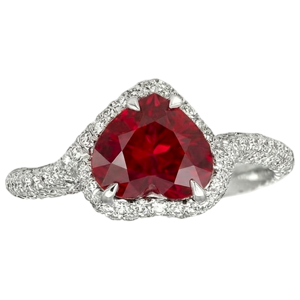 natural round ruby 6.75ct ring side angle