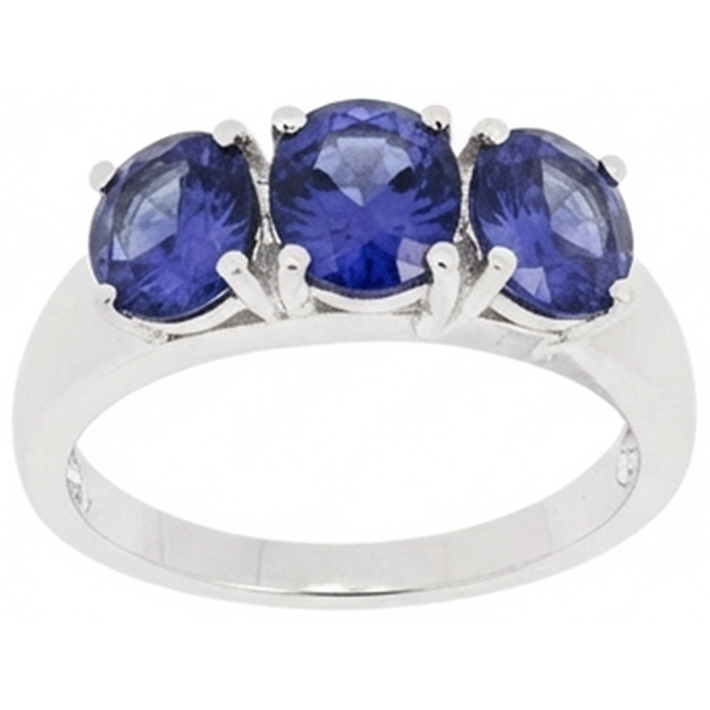 natural round tanzanite 6ct ring close up detail