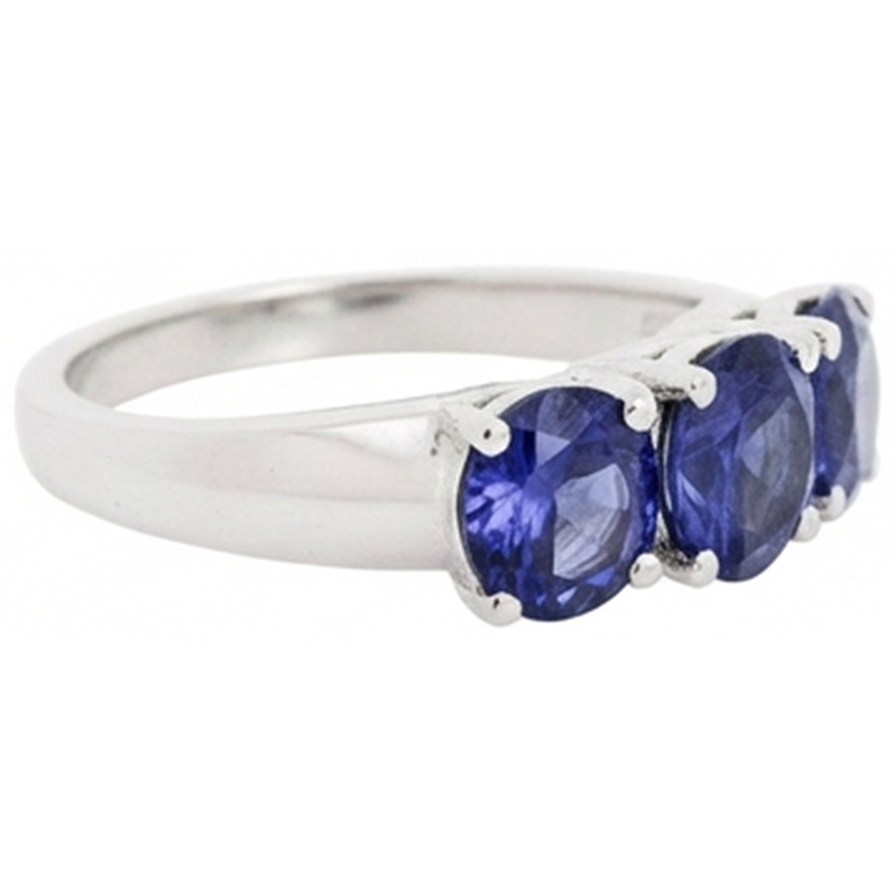 natural round tanzanite 6ct ring profile view
