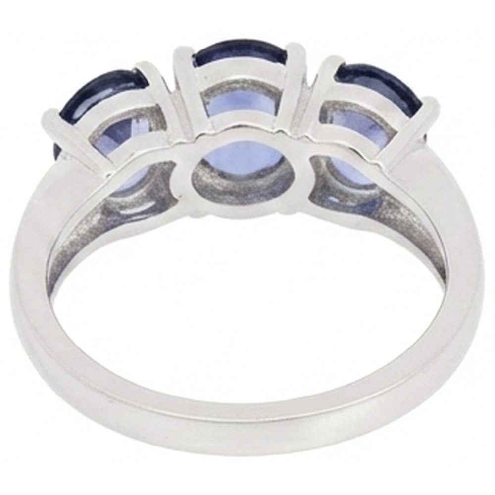 natural round tanzanite 6ct ring on white background