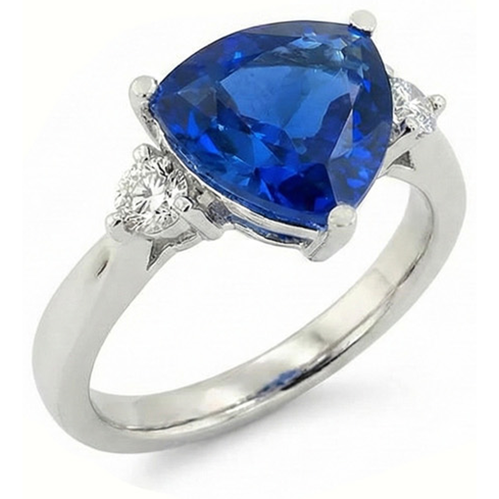 natural round sapphire 6ct ring front view