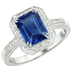 6 Carat Elegant Sapphire Engagement Halo Ring