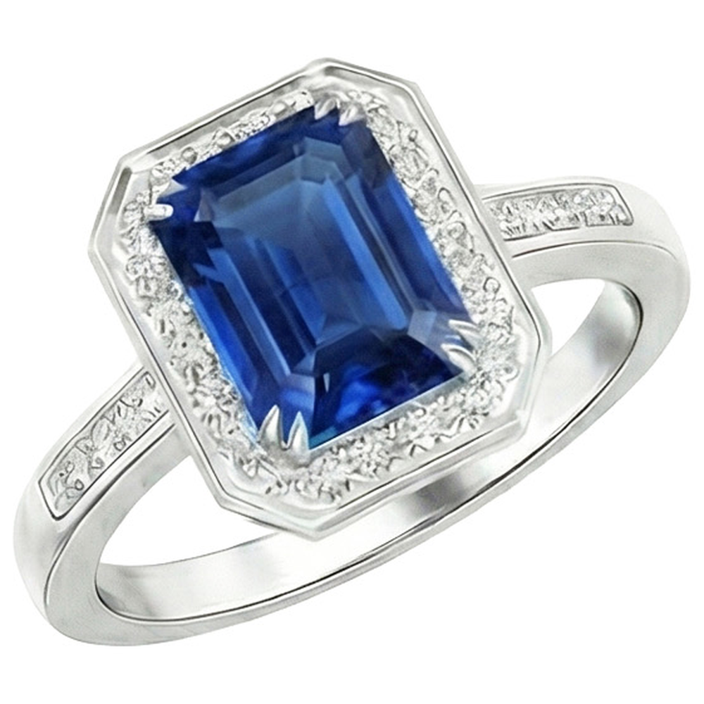 6 Carat Elegant Sapphire Engagement Halo Ring