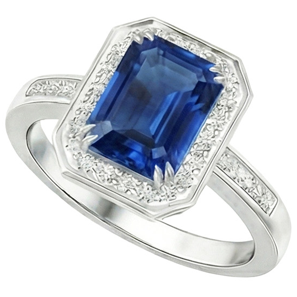 6 Carat Elegant Sapphire Engagement Halo Ring