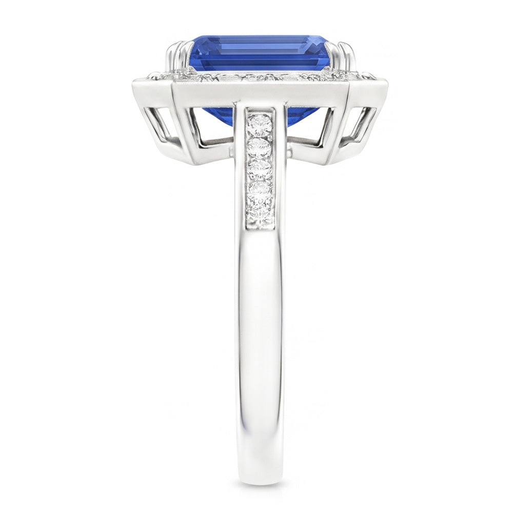 6 Carat Elegant Sapphire Engagement Halo Ring