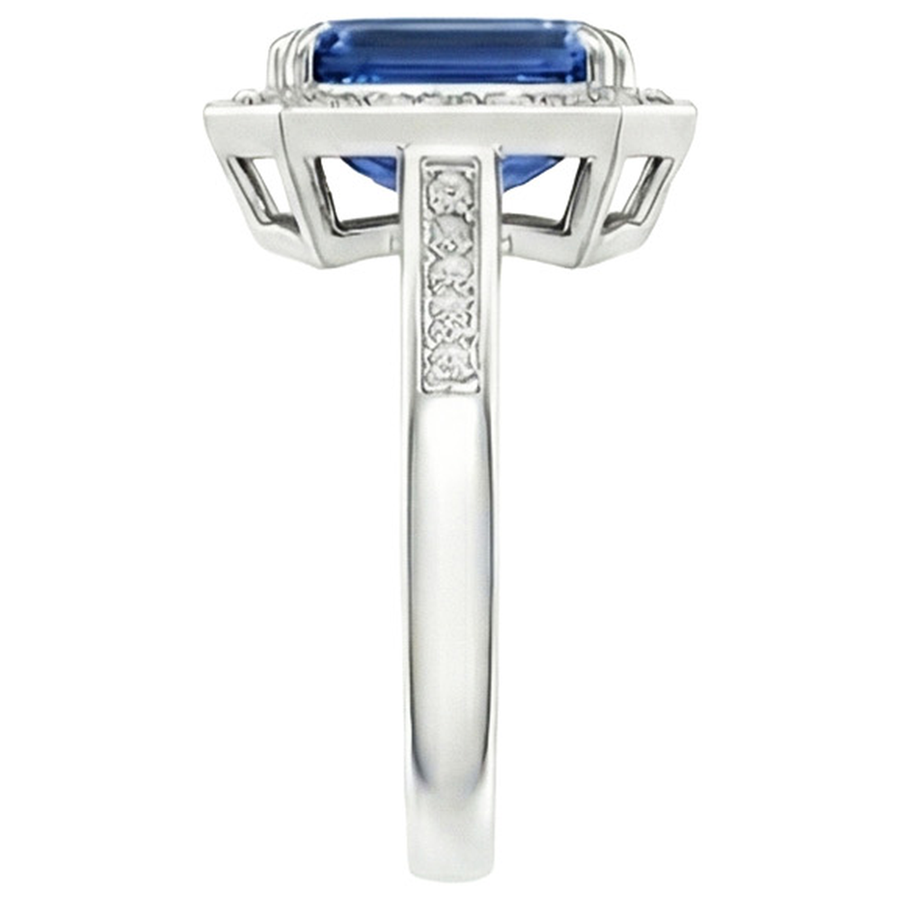 6 Carat Elegant Sapphire Engagement Halo Ring