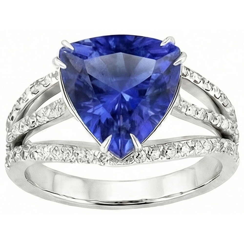 6 Carat Trillion Sri Lanka Sapphire Natural Earth Mined Diamond ( Not Lab Grown ) s Ring Jewelry