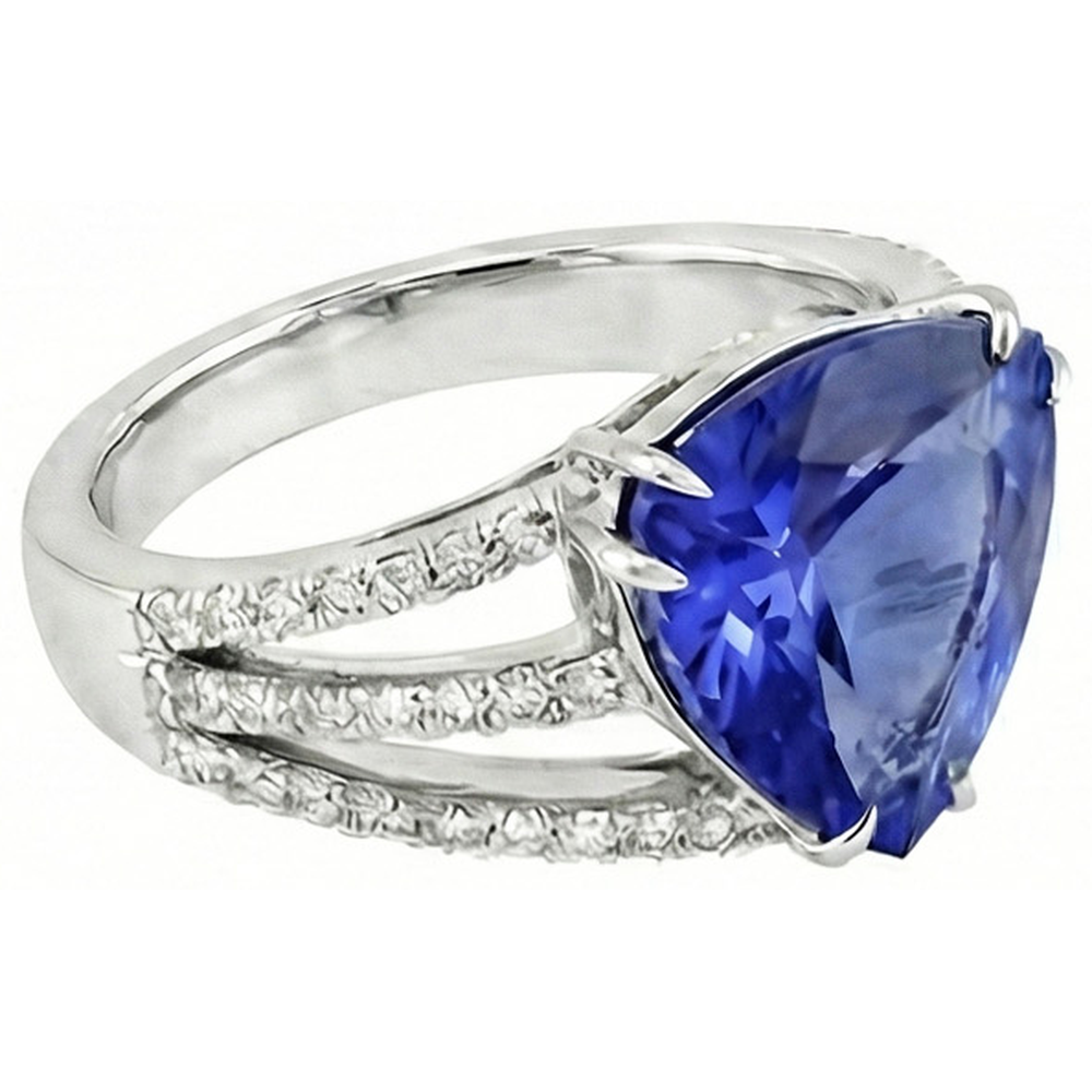 6 Carat Trillion Sri Lanka Sapphire Natural Earth Mined Diamond ( Not Lab Grown ) s Ring Jewelry
