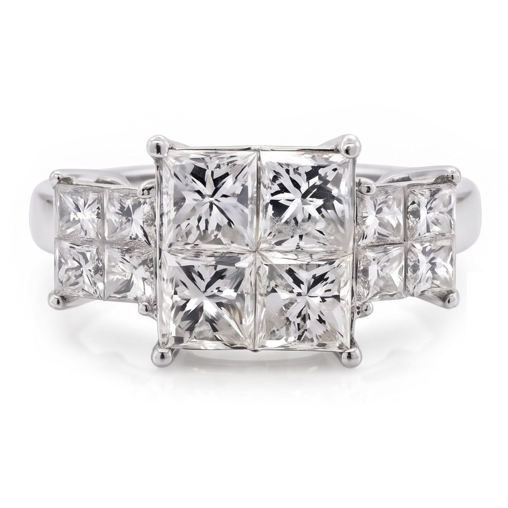 6 Carats Natural Earth Mined Diamond ( Not Lab Grown ) Engagement Ring Princess Cut White Gold 14K