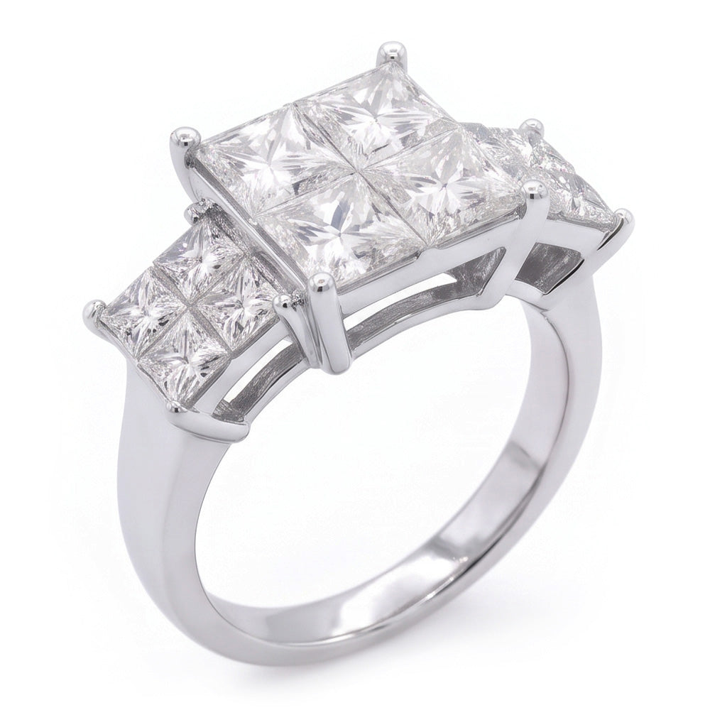 6 Carats Natural Earth Mined Diamond ( Not Lab Grown ) Engagement Ring Princess Cut White Gold 14K