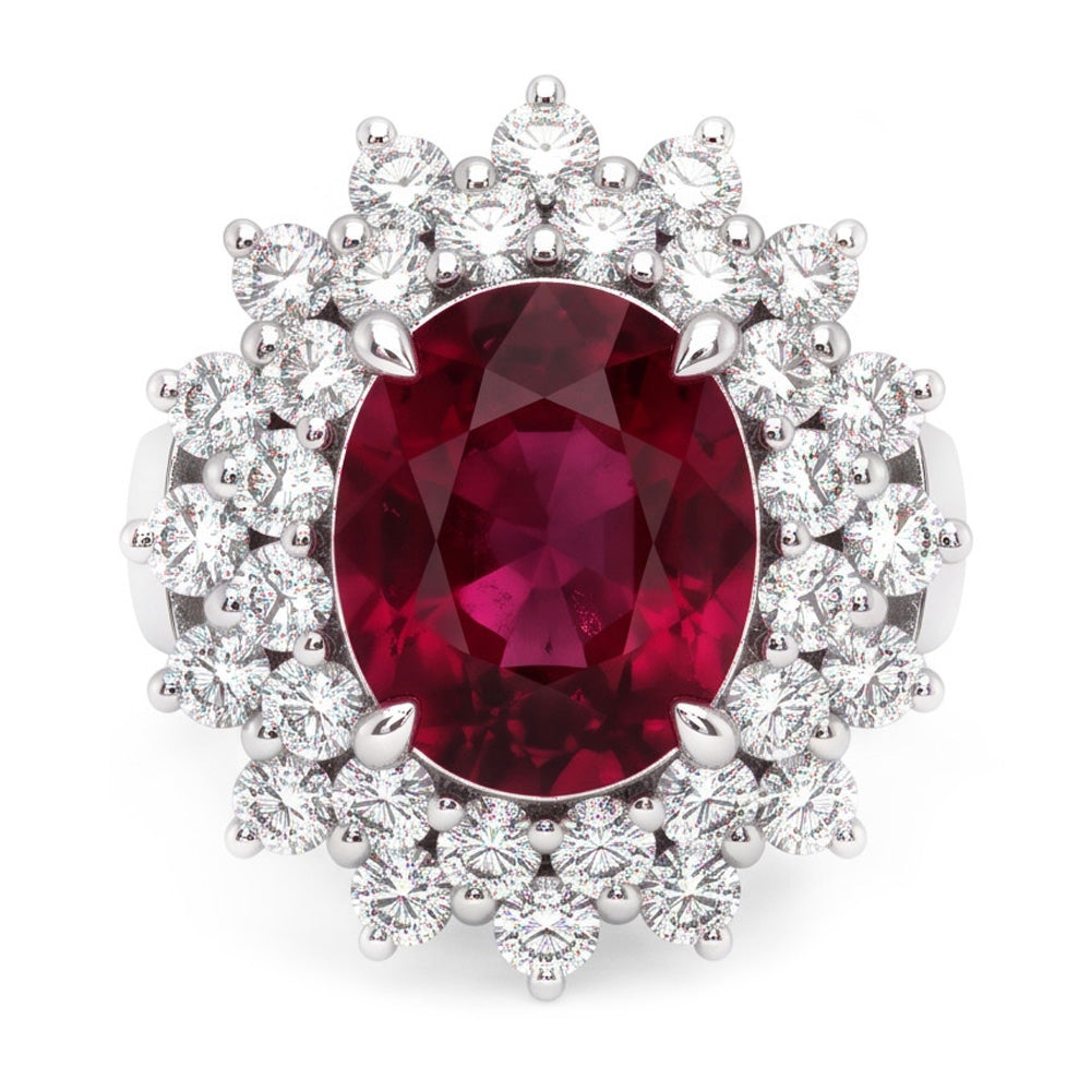 6 Carats Red Oval Cut Tourmaline And Natural Earth Mined Diamond ( Not Lab Grown )  Anniversary Ring