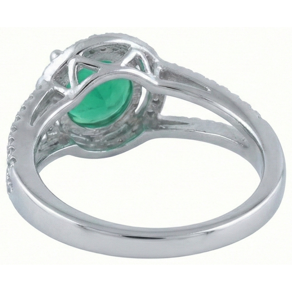 6 Carats Round Shape Green Emerald With Natural Earth Mined Diamond ( Not Lab Grown )  Ring Gold
