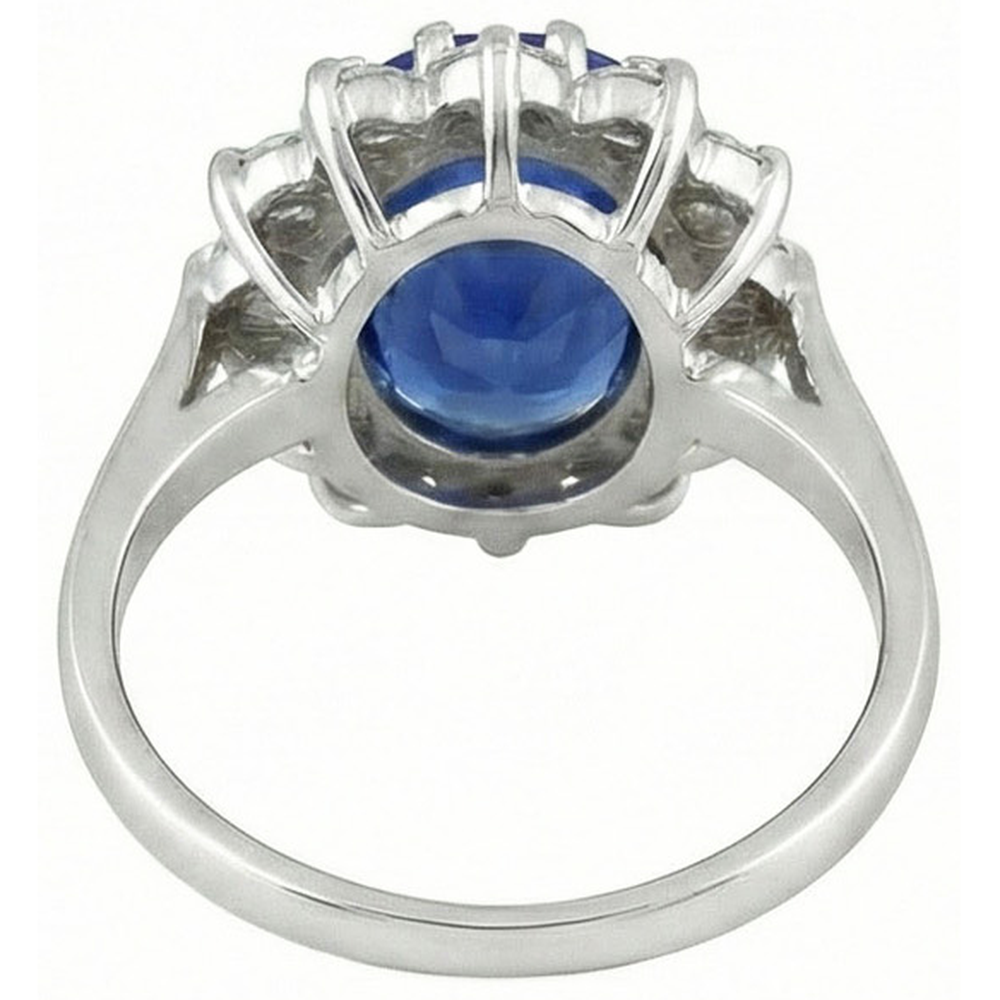 6 Carats Sri Lanka Blue Sapphire Natural Earth Mined Diamond ( Not Lab Grown ) s Ring 14K White Gold