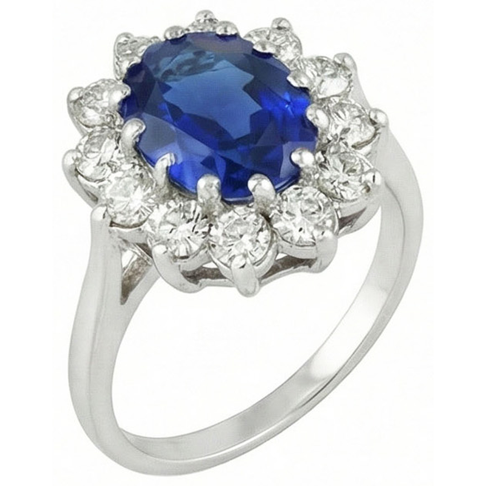 6 Carats Sri Lanka Blue Sapphire Natural Earth Mined Diamond ( Not Lab Grown ) s Ring 14K White Gold