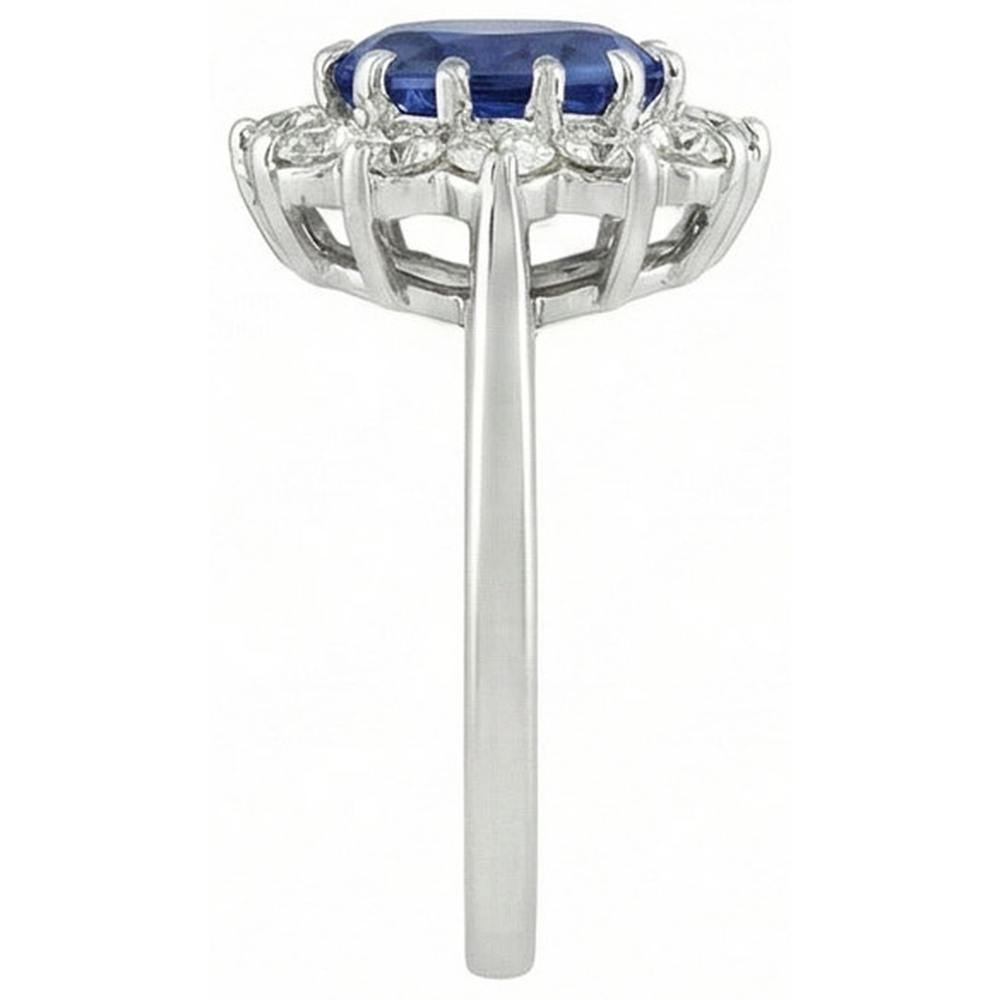 6 Carats Sri Lanka Blue Sapphire Natural Earth Mined Diamond ( Not Lab Grown ) s Ring 14K White Gold