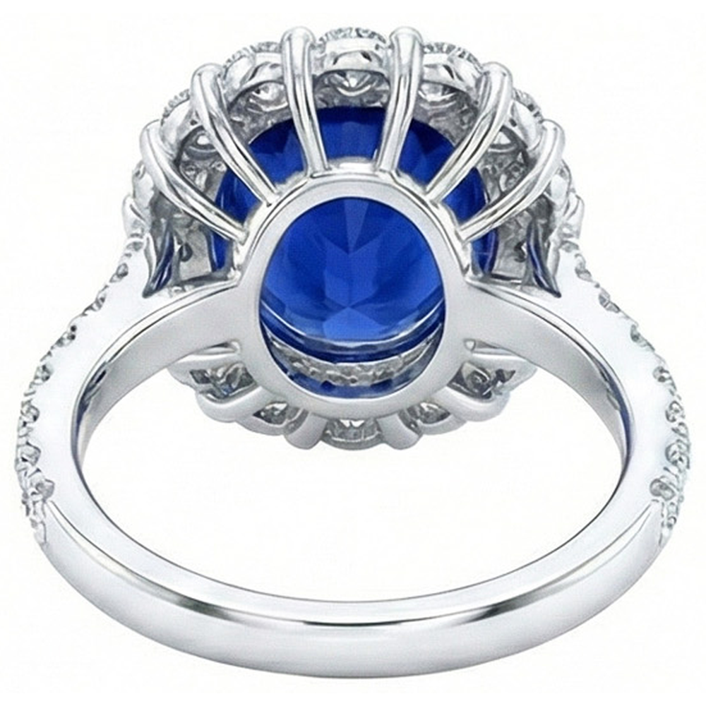 natural round sapphire 6ct ring on white background