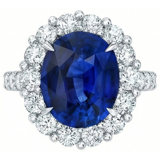 natural round sapphire 6ct ring side angle