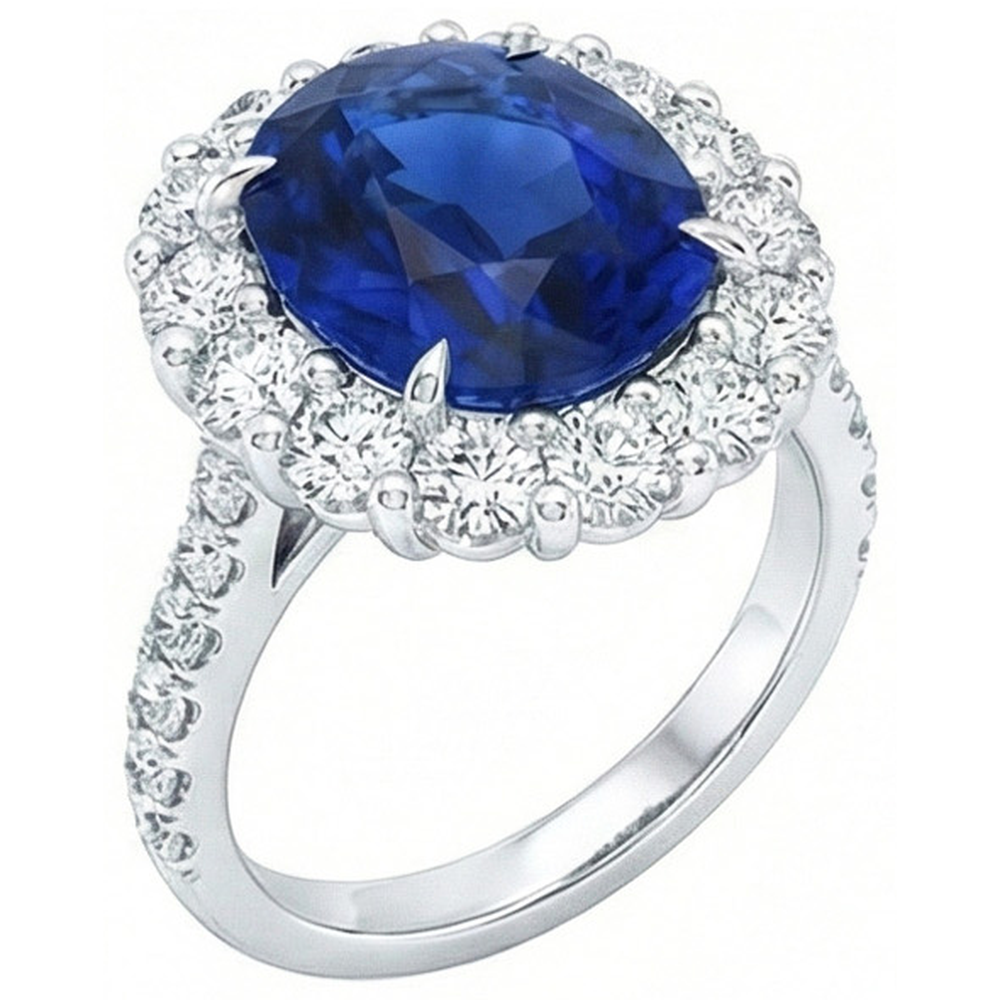 natural round sapphire 6ct ring top view