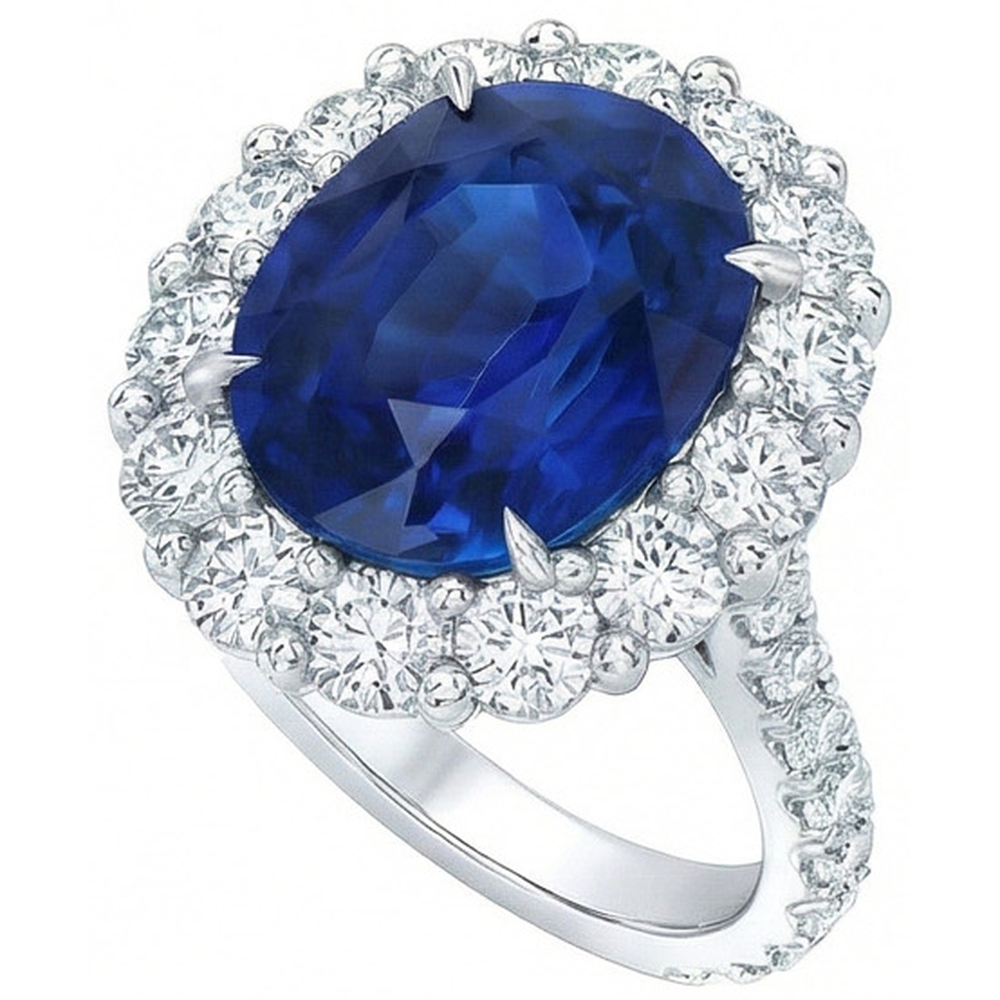 natural round sapphire 6ct ring close up detail