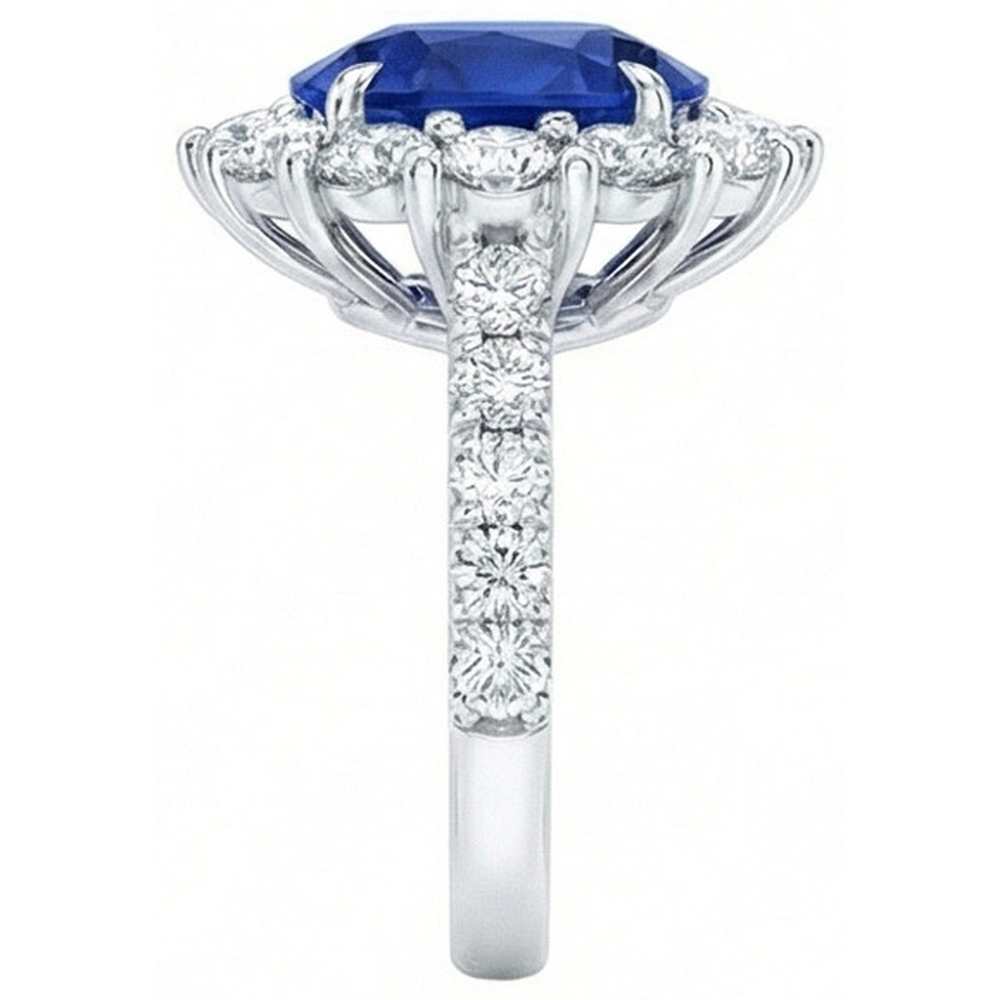 natural round sapphire 6ct ring profile view