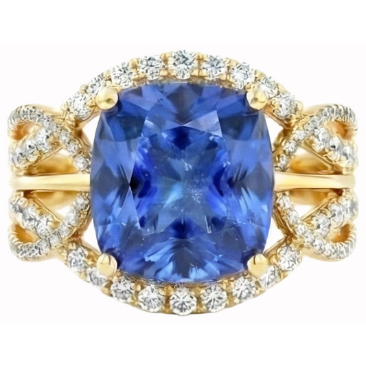 natural round sapphire 6ct ring front view