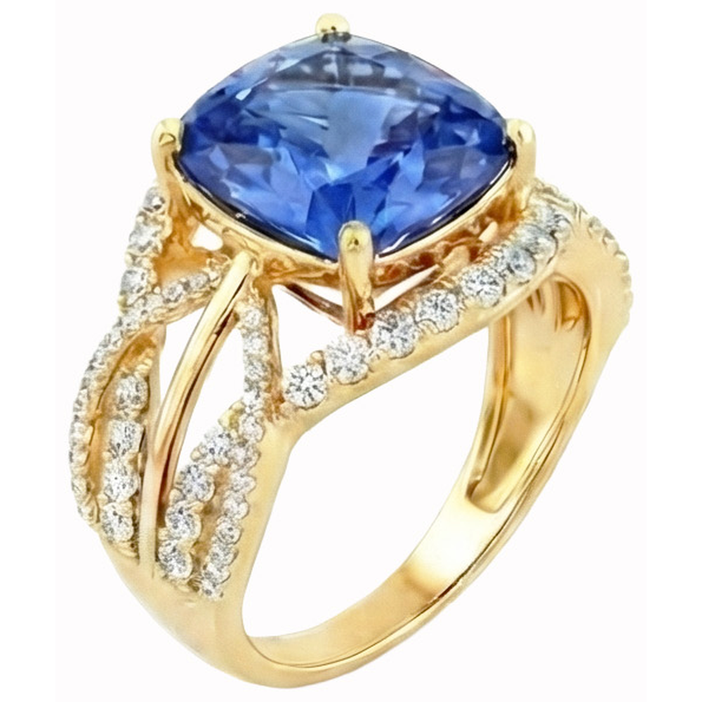 natural round sapphire 6ct ring close up detail