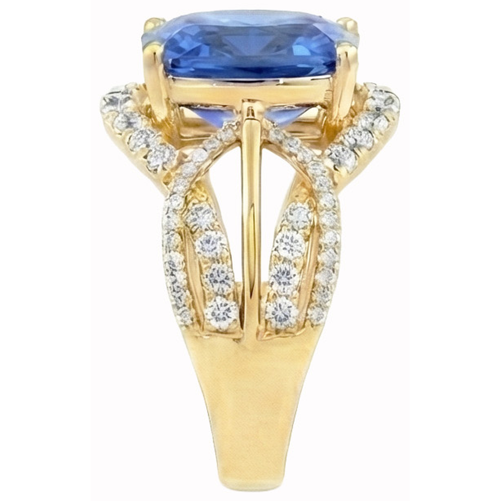 natural round sapphire 6ct ring top view