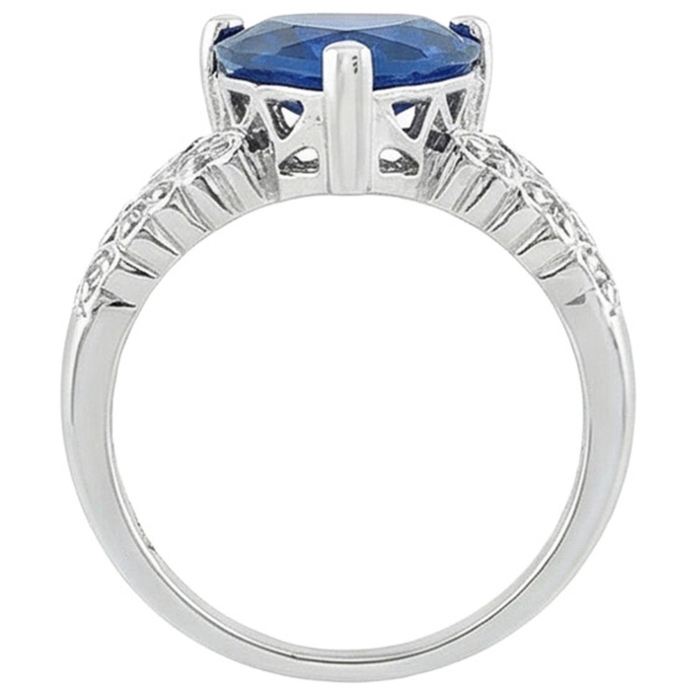 natural round sapphire 6ct ring on white background
