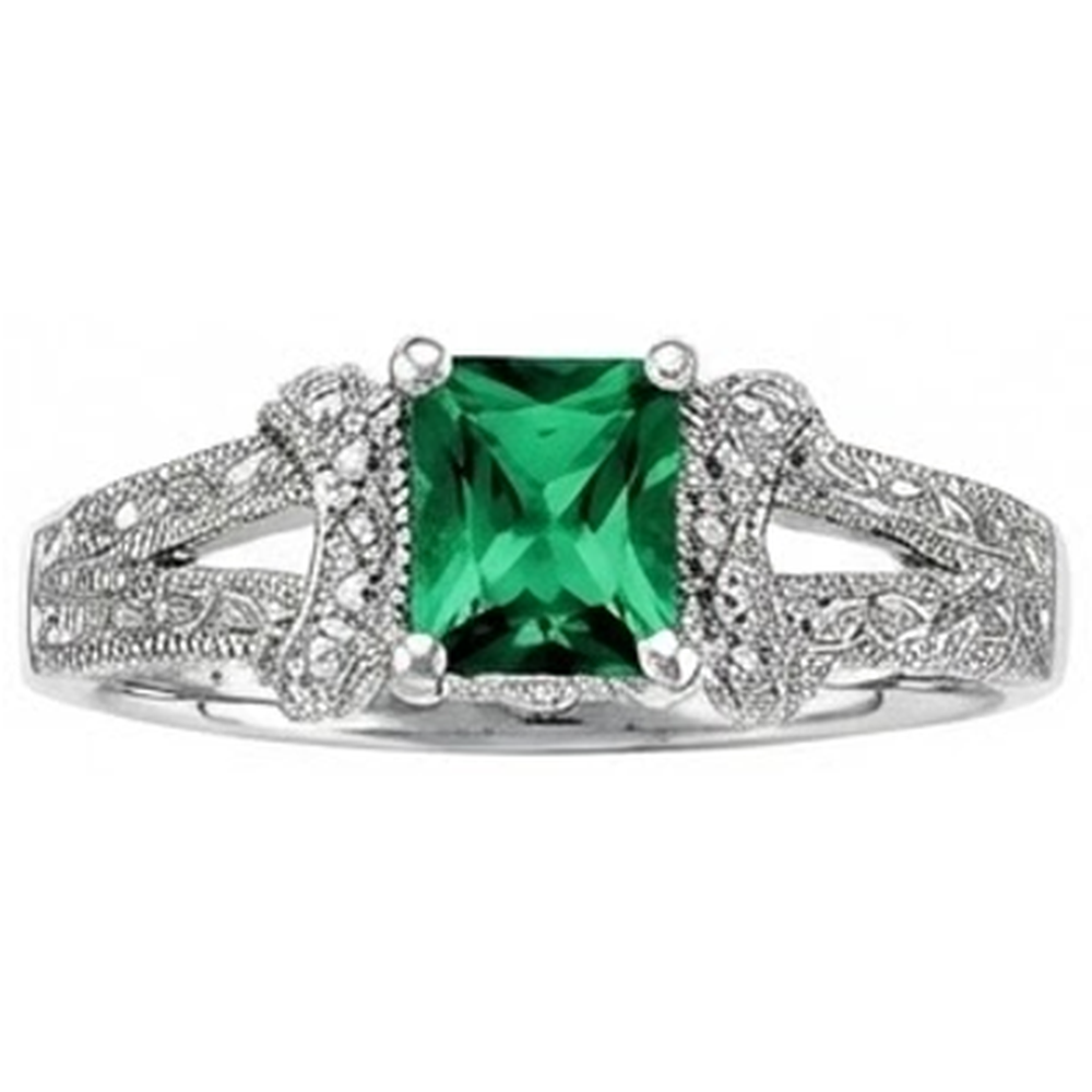 6 Ct Princess Cut Green Emerald Natural Earth Mined Diamond ( Not Lab Grown ) Ring White Gold Fine Jewelry