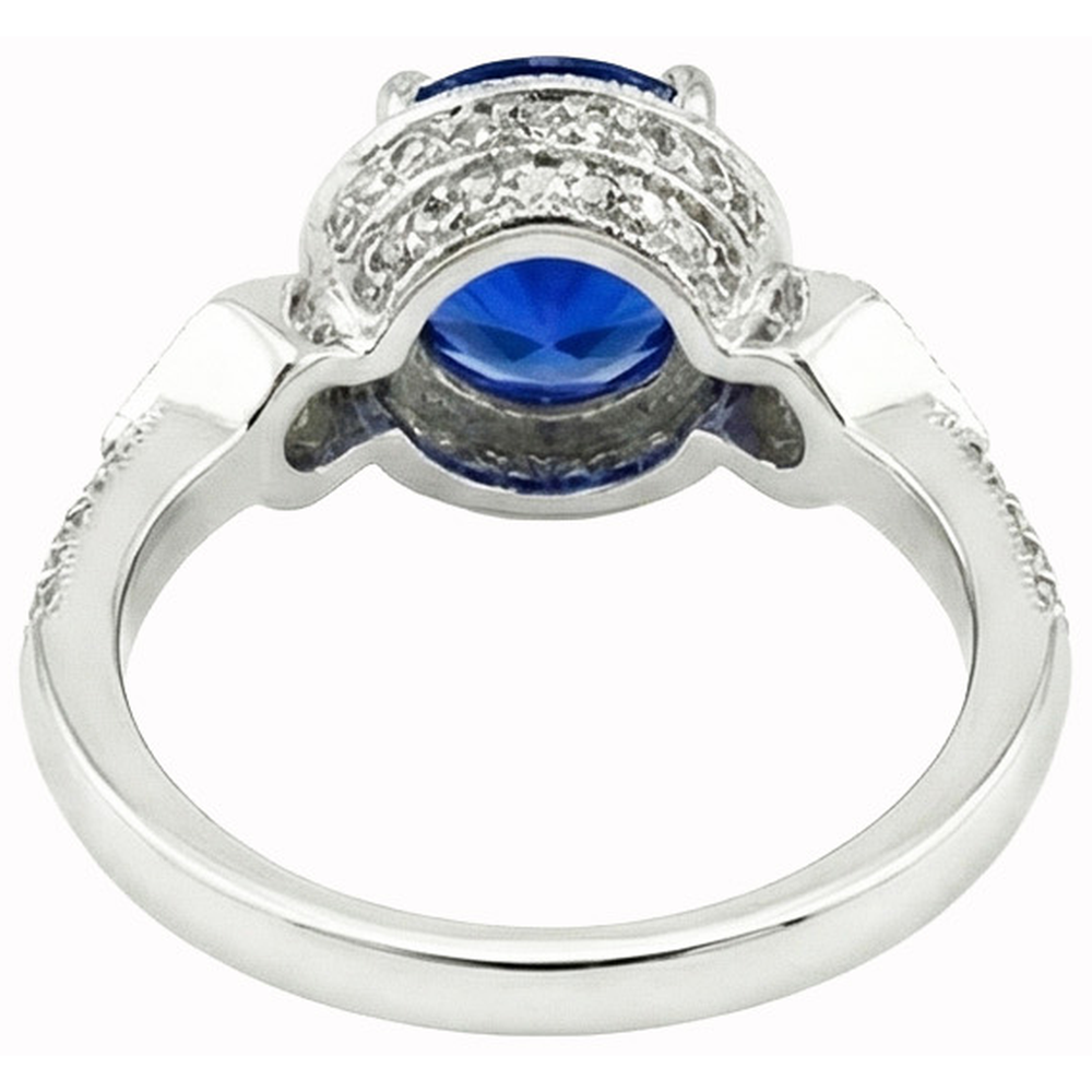 6 Ct Round Genuine Sri Lanka Sapphire And Natural Earth Mined Diamond ( Not Lab Grown ) s White Gold 14K