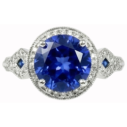 6 Ct Round Genuine Sri Lanka Sapphire And Natural Earth Mined Diamond ( Not Lab Grown ) s White Gold 14K