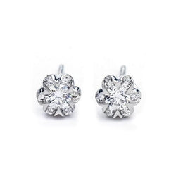 6.00 Carats Round Cut Genuine Natural Earth Mined Diamonds Women Stud Earrings White Gold 14K