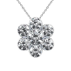 6.00 Carats Round Real Natural Earth Mined Diamond Necklace Pendant White Gold 14K