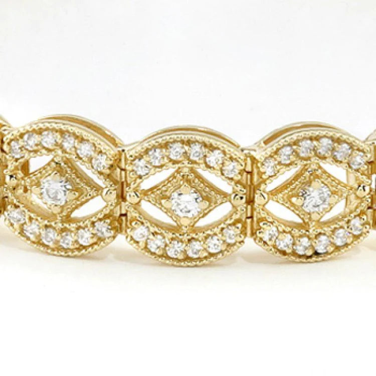 6.05 Carats Genuine Diamond Vintage Look Diamond Tennis Bracelet 