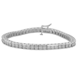 6.05 Carats Real Sparkling Round Cut Diamonds Channel Set Bracelet WG 14K