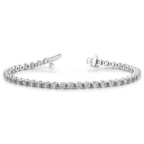 6.15 Ct Round Cut Small Real Diamond Tennis Bracelet Gold White 14K