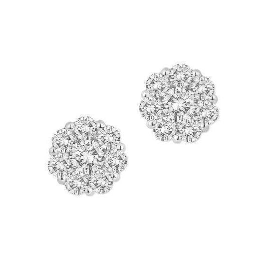 6.20 Carats Gorgeous Real Round Diamond Ladies Stud Pave Earrings - Studs- Halo-harrychadent.ca